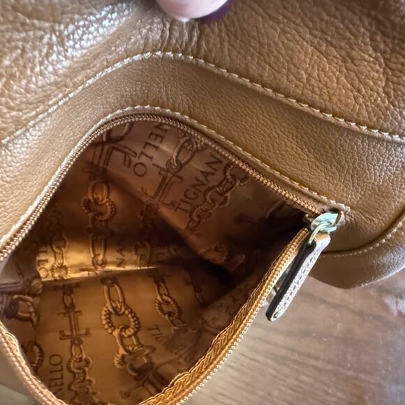 Tiganaello Pebble Leather bag with adjustable strap shoulder or crossbody Cognac - Picture 9 of 16